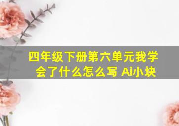 四年级下册第六单元我学会了什么怎么写 Ai小块